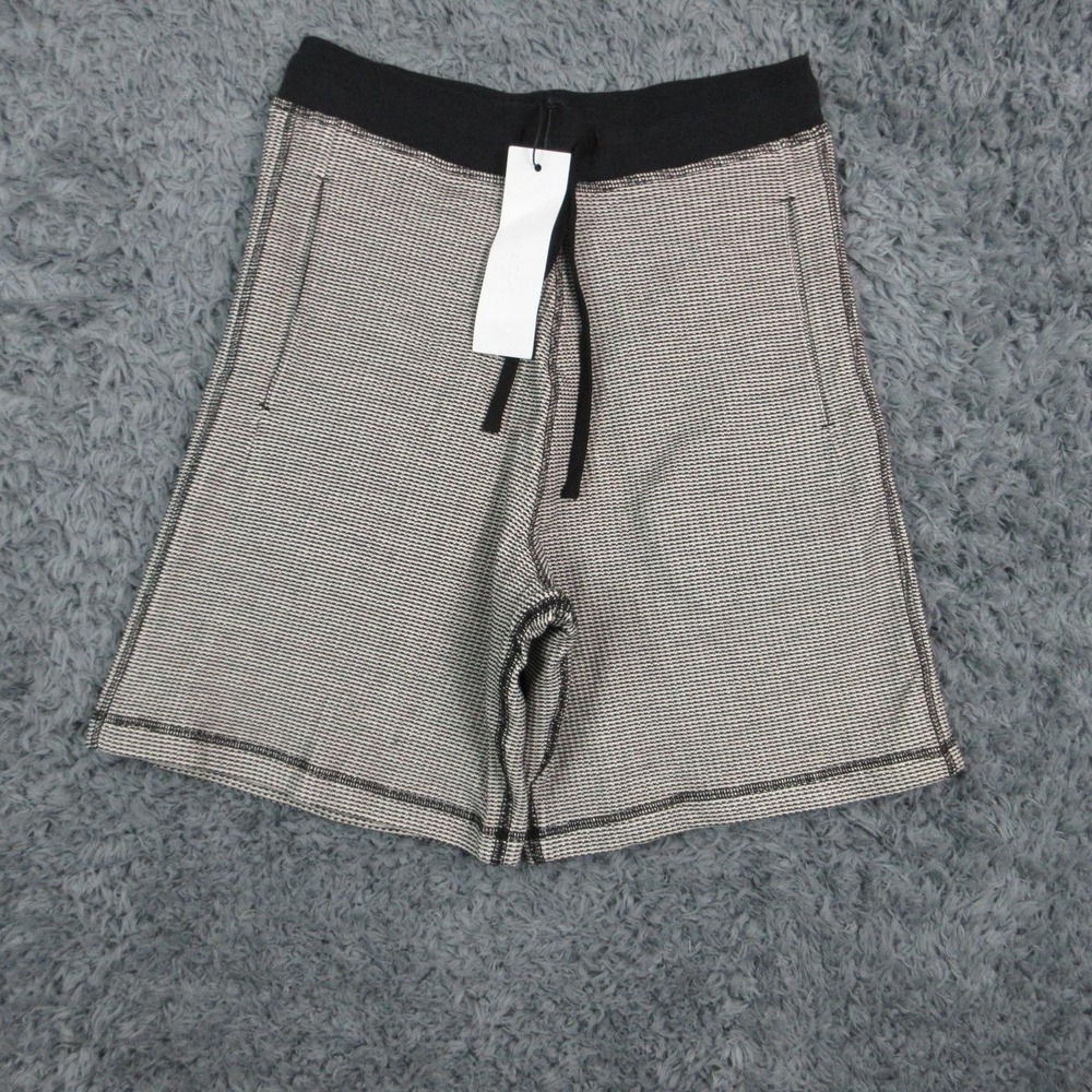 KOTN Shorts Mens XS Black Atlas 2-Tone Waffle Sweat Drawstring Relaxed 26x7* NWT